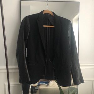 Blazer with leather sleeves